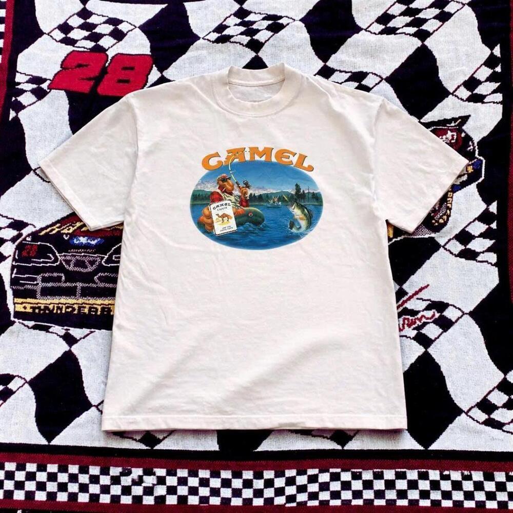 White 90S Camel Tee With  Graphics Tees